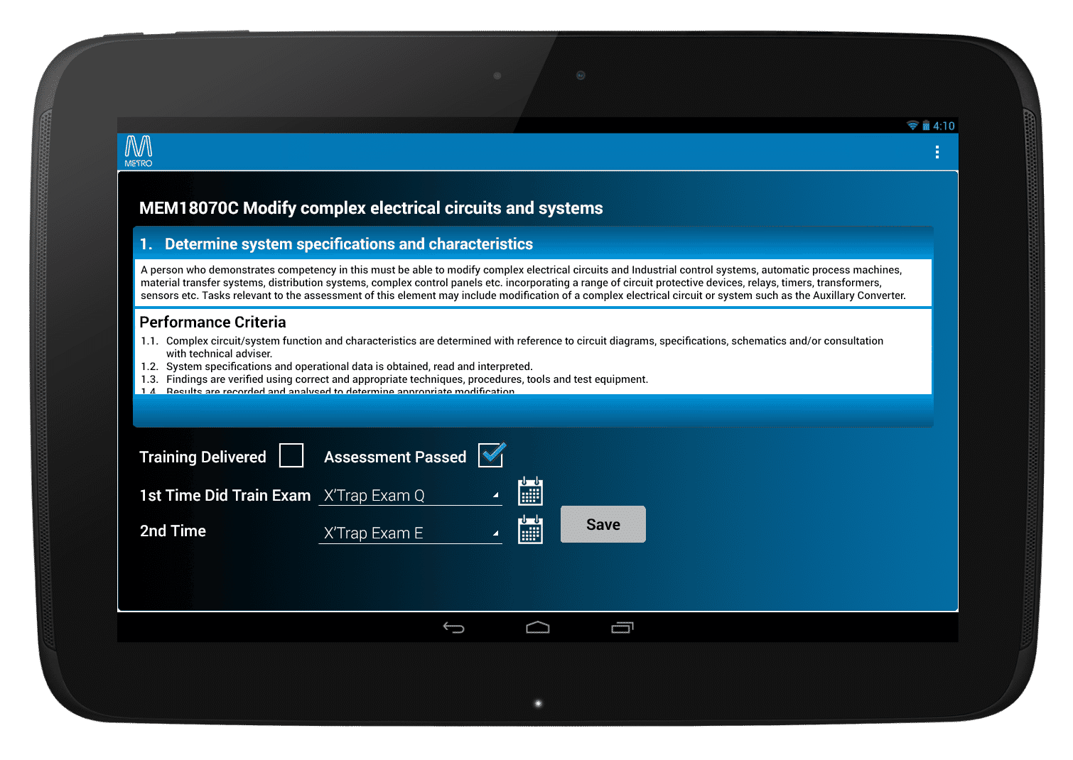 Metro Trains RPL & RPC Evidence Recorder Android App
